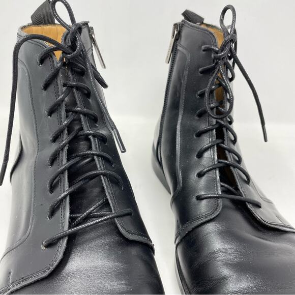 Mezlan Black Leather Burnished Calfskin Hybrid Hi Top Lace Up Ankle Boots men 10 - Picture 6 of 16
